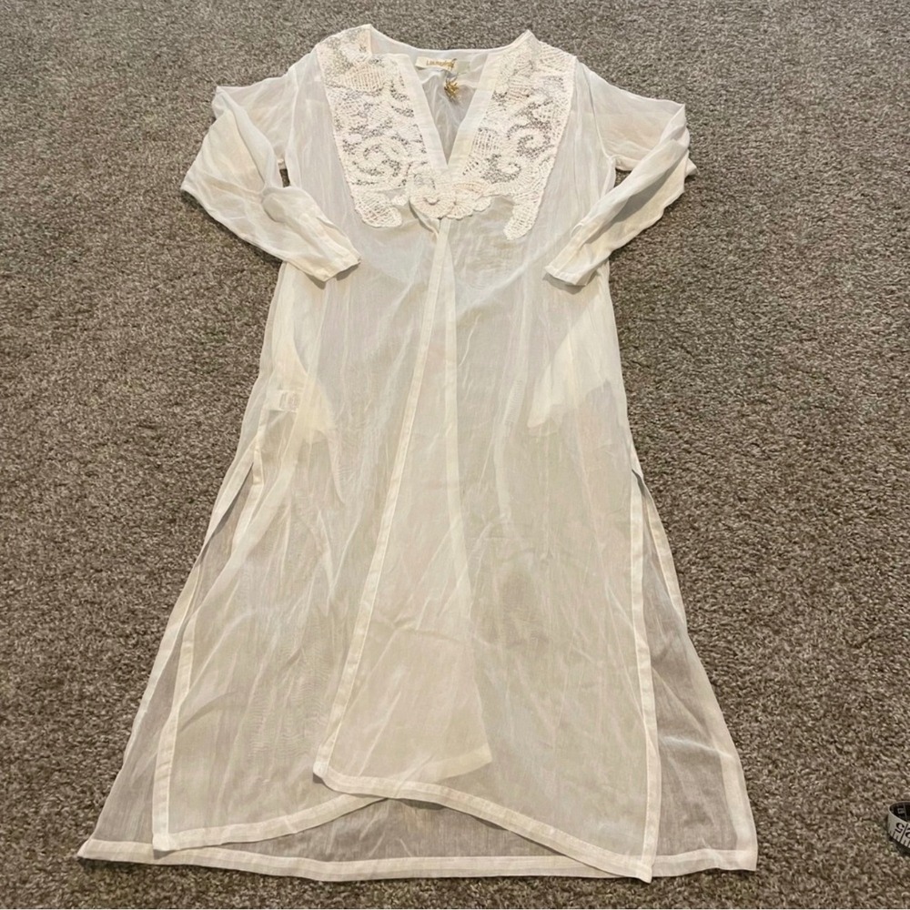 Lila Eugenie dress beach cover up silk cotton white M bridal‎ resort wedding